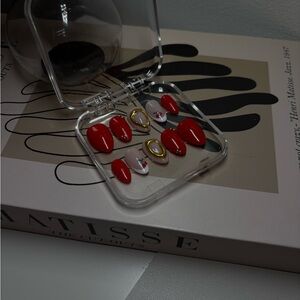 Elegant Red and Gold Nail Set